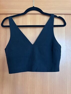 Black Silence + Noise V-Neck Crop Tank Top with back zip